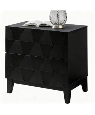 Modern 2-Drawer Side Table with Charging Station