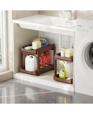 Adjustable 2-Tier Under Sink Organizer with Pull-Out Drawer for Home Use
