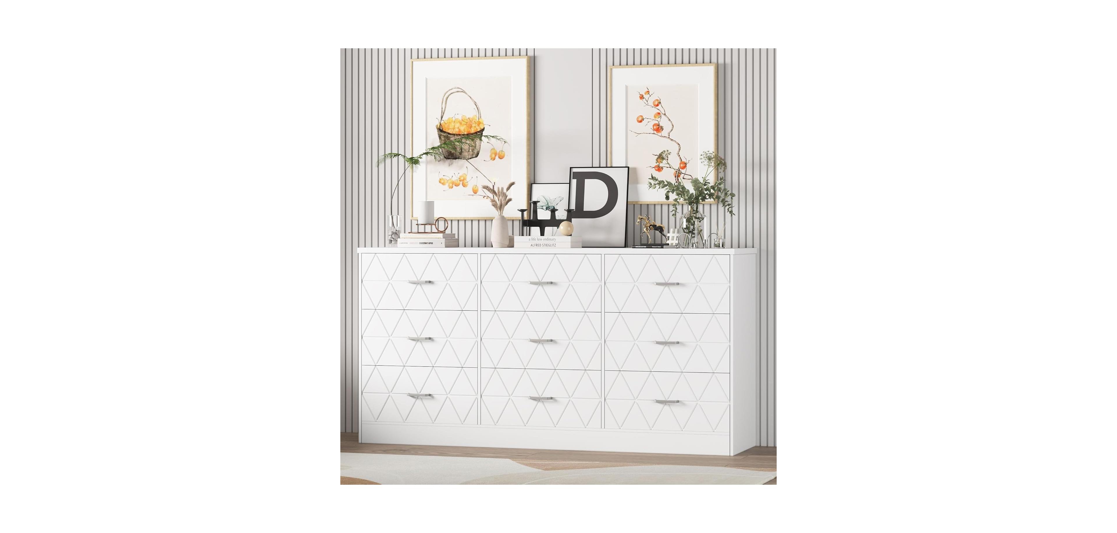 Gaomon 9 Drawer Dresser, 63 Dresser for Bedroom with Power Outlet, Modern Hallway, Living Room