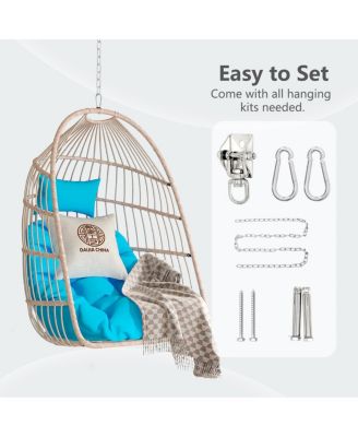 Streamdale Outdoor garden rattan egg swing chair hanging chair PE hanging chair