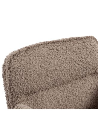 Criss Cross Teddy Fleece Swivel Chair with Adjustable Armrests & Wheels