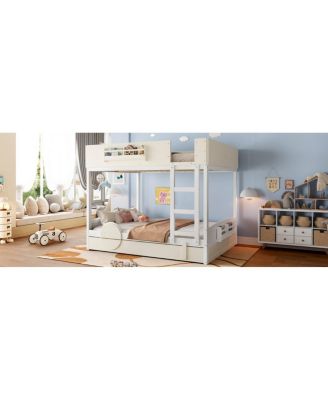 Queen Bunk Bed with Trundle, Bookshelf, and Auto Design for Kids