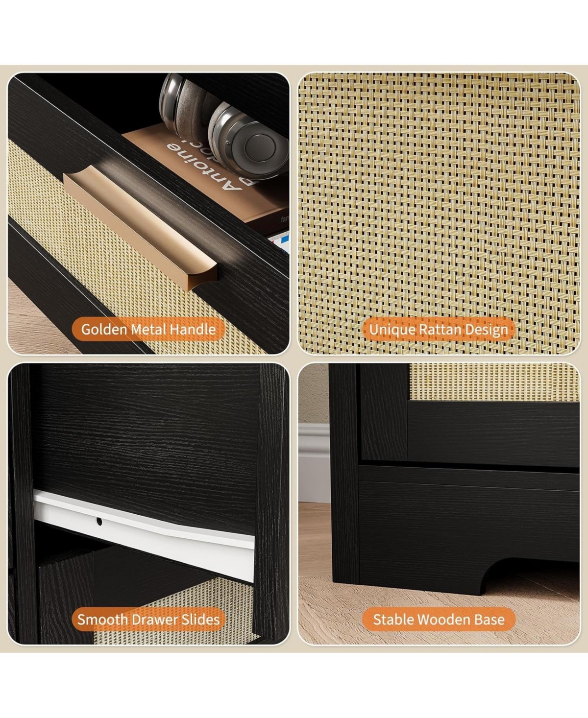 Gaomon Rattan Dresser with 10 Drawers – Bedroom Storage Chest with Tabletop Organizer and Tv Stand for Living Room and Hallway 60x16x32 Inches