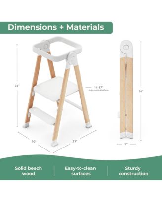 Kitchen Helper FLEX Toddler Tower Step Stool for Kids and Adults- Wood and Plastic Foldable Height Adjustable Stool