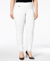 Alfani Plus Size Tummy-Control Pull-On Skinny Pants, Created for Macy's - Bright White