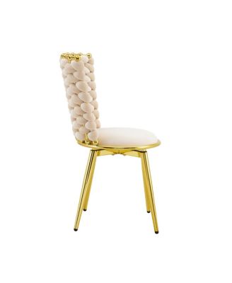 Set of 2 Modern Luxury Velvet Dining Chairs with Gold Legs & Woven Rope