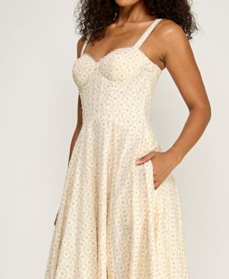 Juniors' Sweetheart Neck Clip Dot Midi Dress