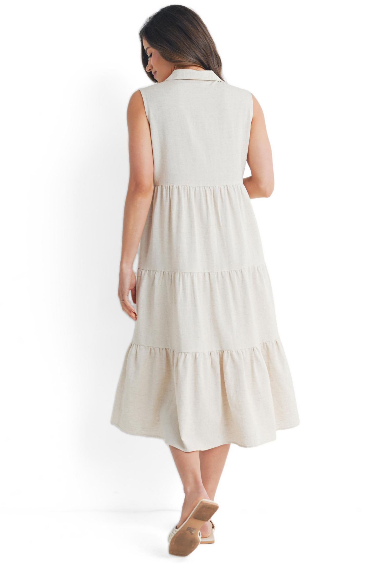 Женское платье Hello Miz Nursing Button Front Sleeveless Shirt Dress, цвет: Бежевый — фото 3