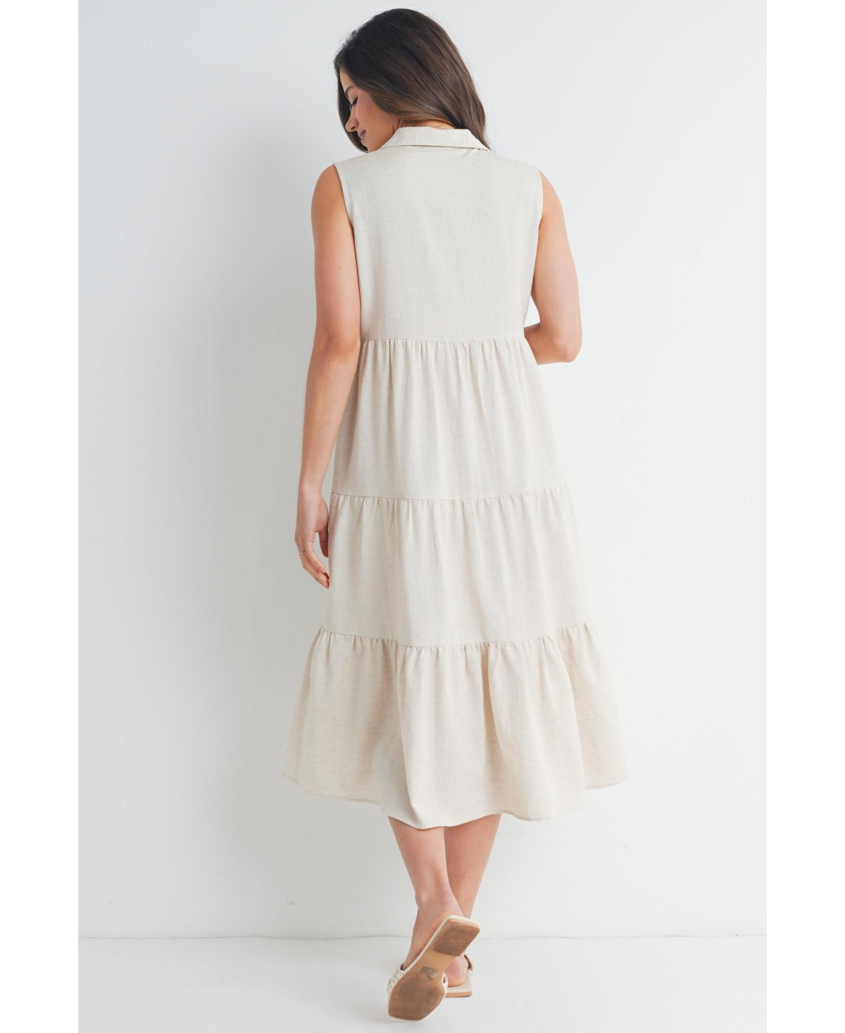 Hello Miz Maternity Nursing Button Front Sleeveless Shirt Dress