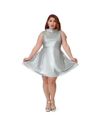 Plus Size Knit Mock Neck A-Line Mini Dress
