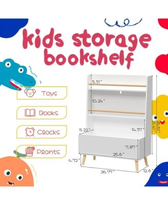 Kids Bookshelf - 3 Tier Toy Storage Organizer, Modern Open Display Cabinet for Living Room, Playroom and Nursery