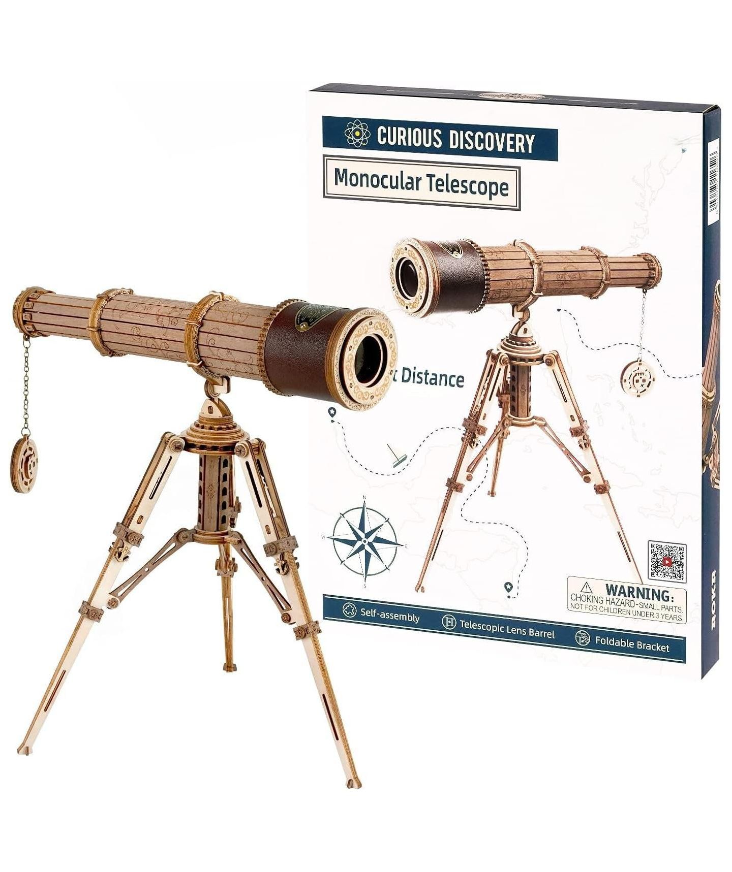Игрушки Robotime 3D Wooden Puzzles-Model Building Kits-DIY Kits for Adults-Wooden Monocular Telescope Science Gifts Kits for Adults — фото 1