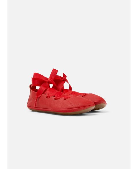 Детские мокасины-балетки Camper Right из кожи, цвет: Красный