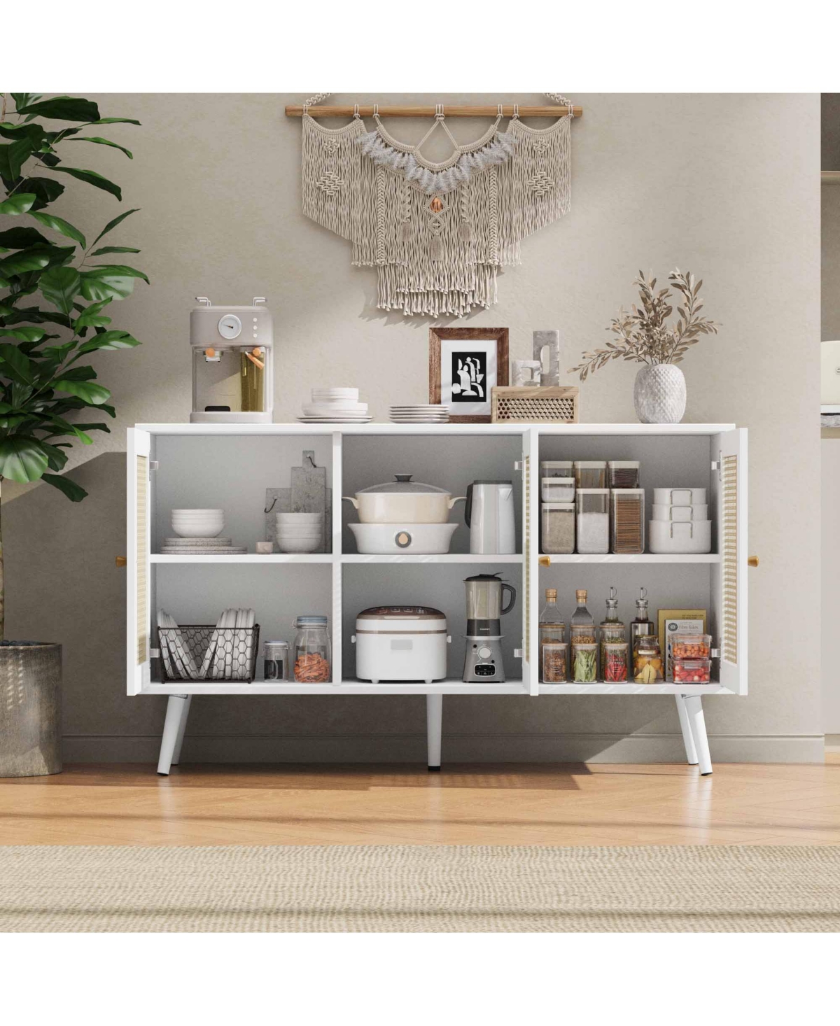 gaomon Rattan Storage Cabinet with 3 Doors