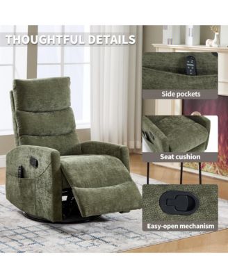 Heat Massage Chair, Manual Recliner Chair with Rocker and Swivel, Green