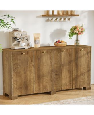 59" Sideboard, 4-Door Storage Cabinet with Shelves, Buffet TV Stand, Modern Vintage Coffee Bar Cabinet