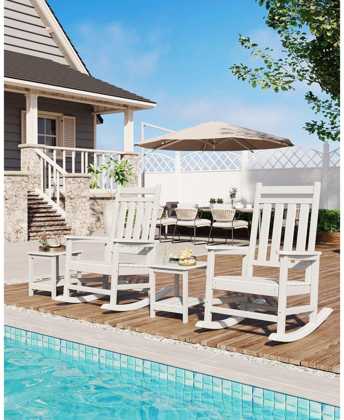 gaomon Hdpe Rocking Chair Outdoor Set of 2 with Side Table