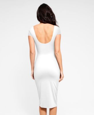 Women's Shapewear Short Sleeve Low-Back Bodycon Midi Dress