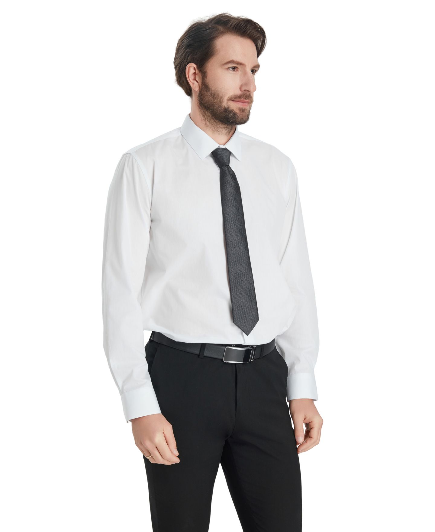 Мужская рубашка Alfani Regular-Fit Solid Dress Shirt, цвет: Яркий белый — фото 4