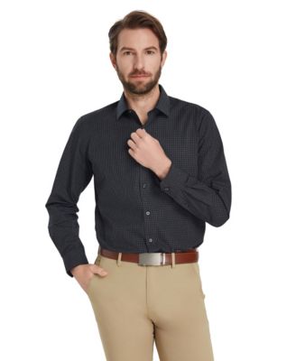 Men's Slim-Fit Grid Dress Shirt