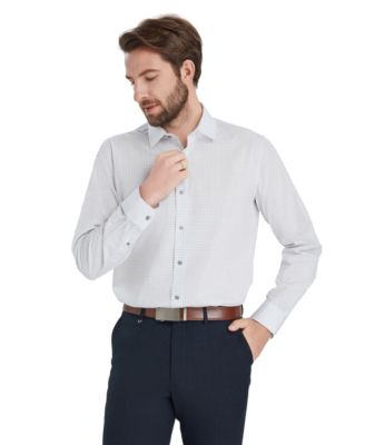 Men's Slim-Fit Grid Dress Shirt