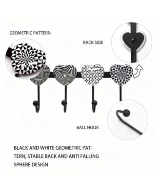 Wall Mounted Metal Coat Rack with 4 Hooks for Entryway, Bathroom, Kitchen