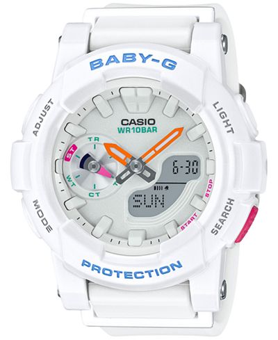 Baby-G Women's Analog-Digital White Resin Strap Watch 44x49mm BGA185-7A