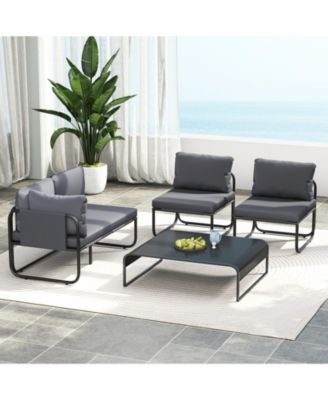 Patio Chairs Set of 4 w/ Removable Cushions Heavy Duty Metal Frame Poolside