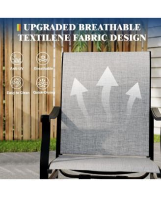 4PCS Outdoor Swivel Dining Chairs With Textilene Breathable Back