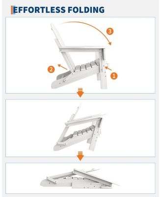 Folding Adirondack Chairs Set of 6, HDPE Plastic Outdoor Chairs with Wood Texture - 380 LBS & Weather Resistant for Fire Pit, Deck, Patio, Pool