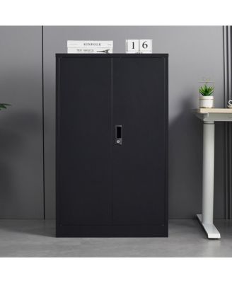 Metal Storage Cabinet, Folding Filing Storage Cabinet with Locking Doors and Adjustable Shelf for Home Office, School