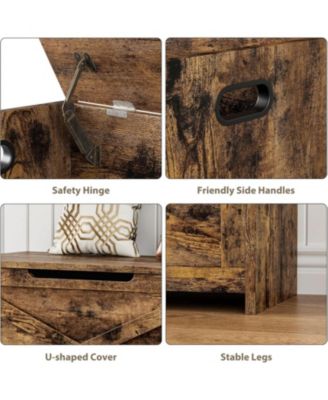 30" Wooden Storage Chest - Easy Assembly Toy Bench for Entryway/Living Room with Safety Hinge