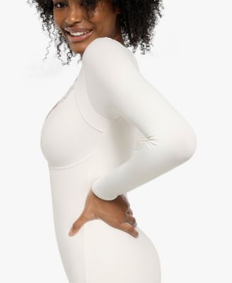 Women's Shapewear Long Sleeve Lace Trim Sculpting Mermaid Maxi Dress