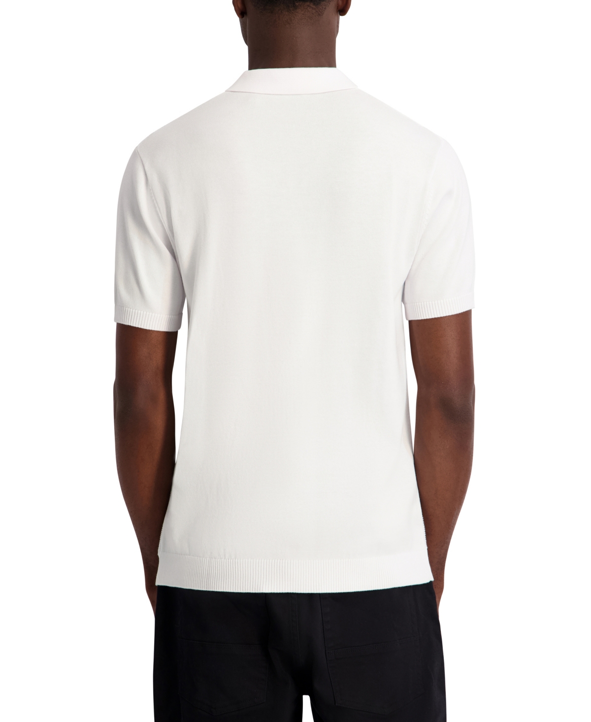 Karl Lagerfeld Paris Men's Vertical Stripe Textured Johnny Collar Polo Shirt