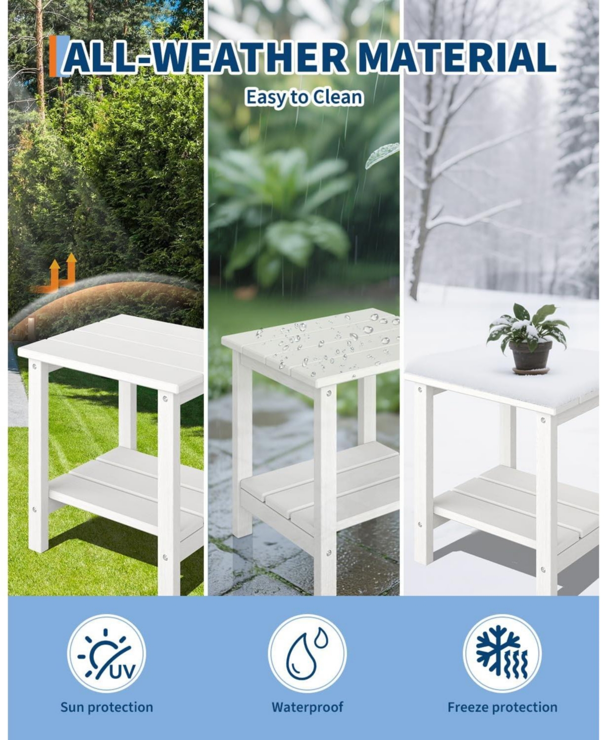gaomon Set of 4 with 2 Side Table, Hdpe Plastic Outdoor Chairs with Wood Texture