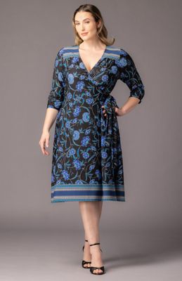 Women's Plus Size Beguiling Border Print Wrap Dress