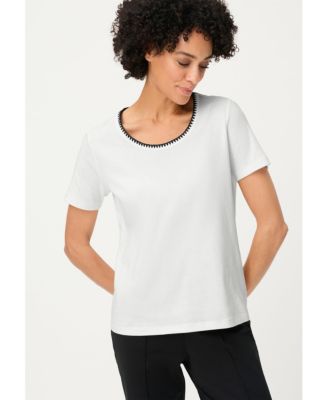 Women's Embroidered Neck T-Shirt