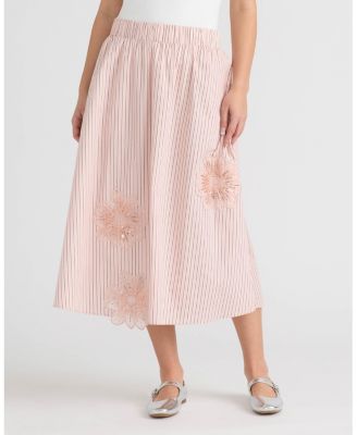 Women's Floral Applique Midi Skirt