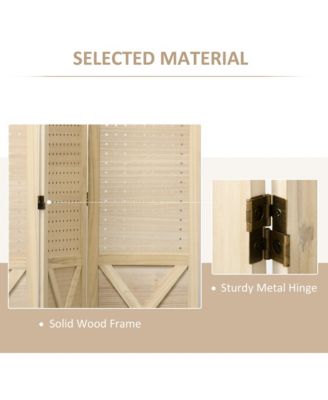 4.7' 4 Panel Room Divider with Pegboard Display for Indoor