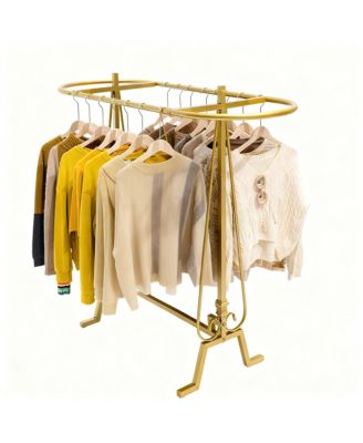 Commercial Standing Iron Clothes Hanger with Shelf
