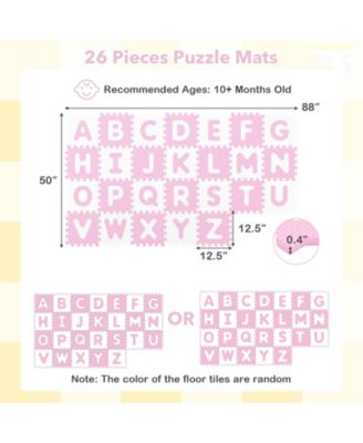 26-Piece Interlocking ABC Play Mats with Detachable Letters