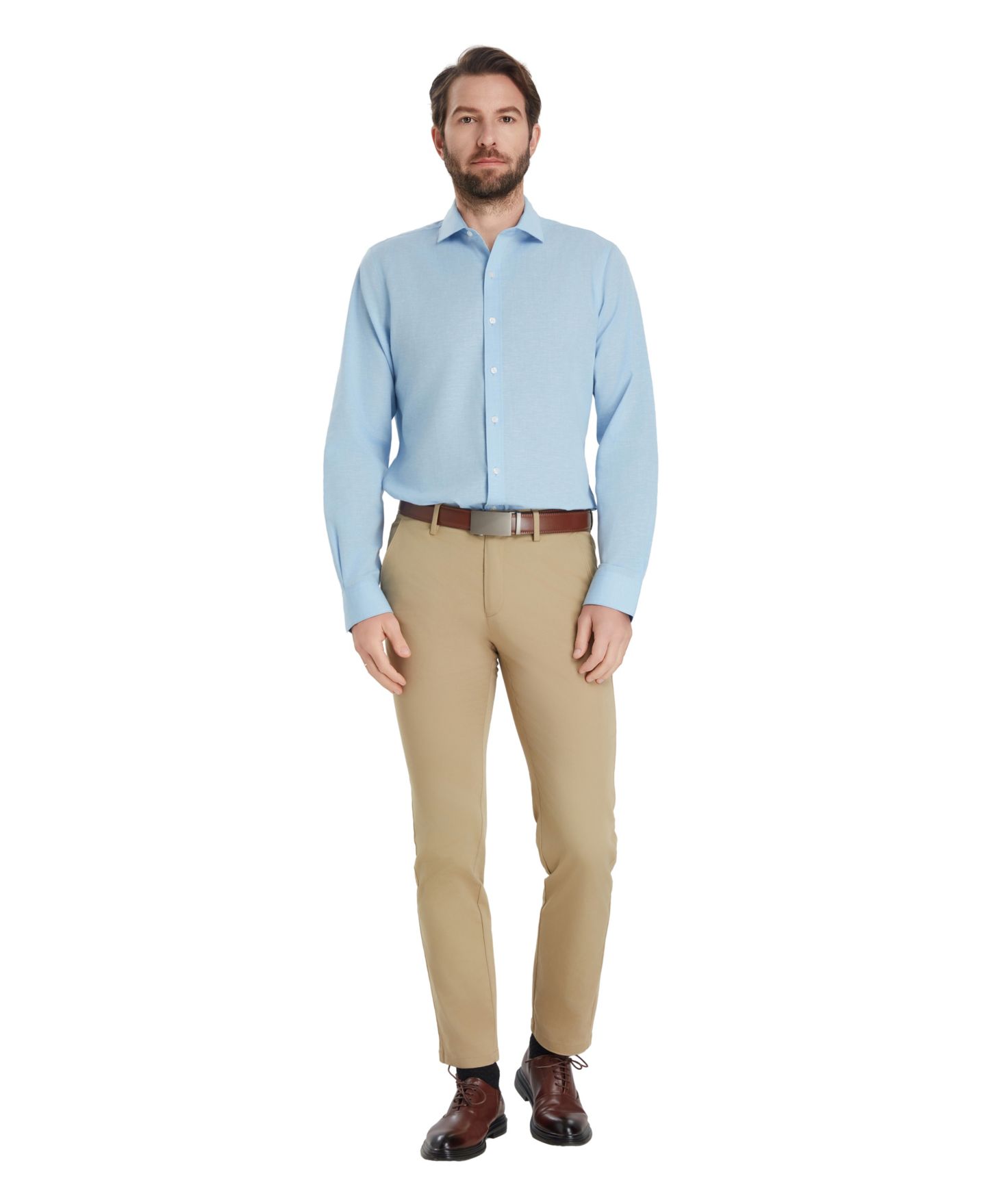 Мужская рубашка Bar III Slim-Fit Linen Dress Shirt, цвет: Синий — фото 2
