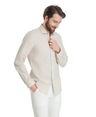 Men's Slim-Fit Linen Dress Shirt