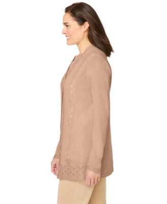 Plus Size Within Long-Sleeve Pointelle Cardigan