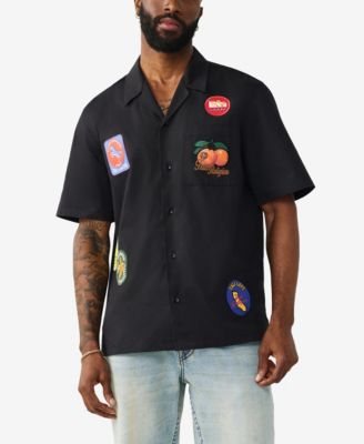 Men's Short-Sleeve Twill Camp-Collar Shirt