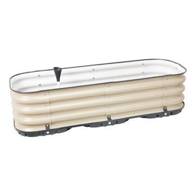 Galvanized Raised Garden Bed, Self-Watering Planter Box with Drainage Plug and Water Reservoir