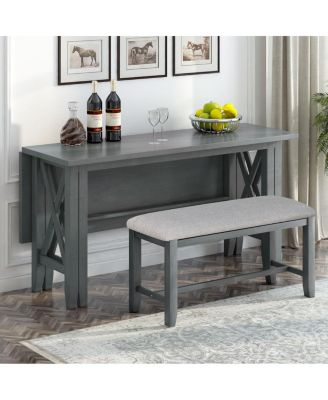  6-Piece Solid Wood Foldable Dining Set with Bench