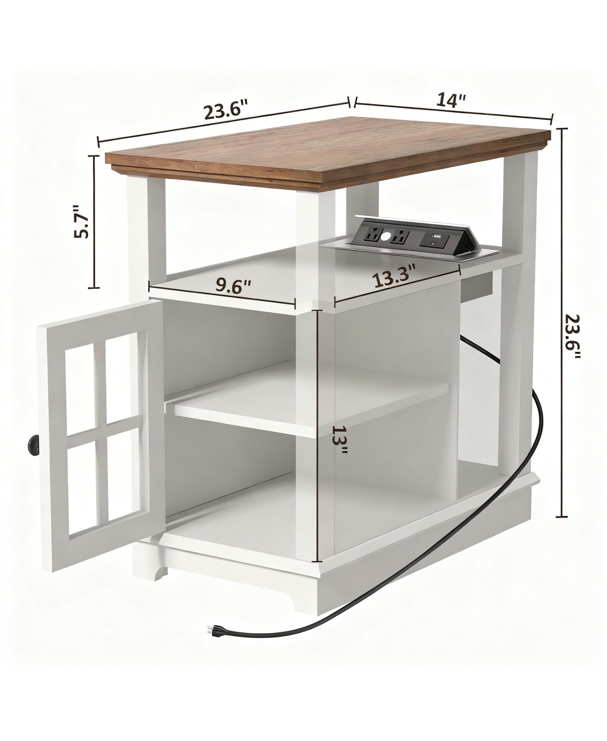 Yigii Adjustable Shelf, Hidden Charging, Multi-Use End Table with storage space