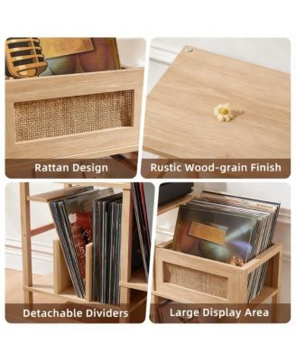 Bohemian 5-Color Vinyl Record Stand with 3+2 Tiers for 300+ Albums