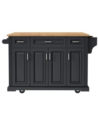 Streamdale 54" Large Kitchen Island with Drop Leaf, Rolling Cart with 4 Doors, 3 Drawers